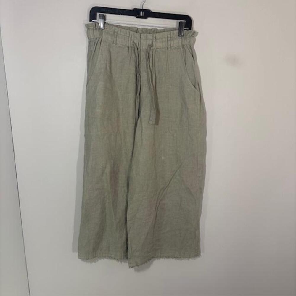 Cloth & Stone Pants Womens S Beige Linen Paperbag Wide Leg Drawstring Pockets